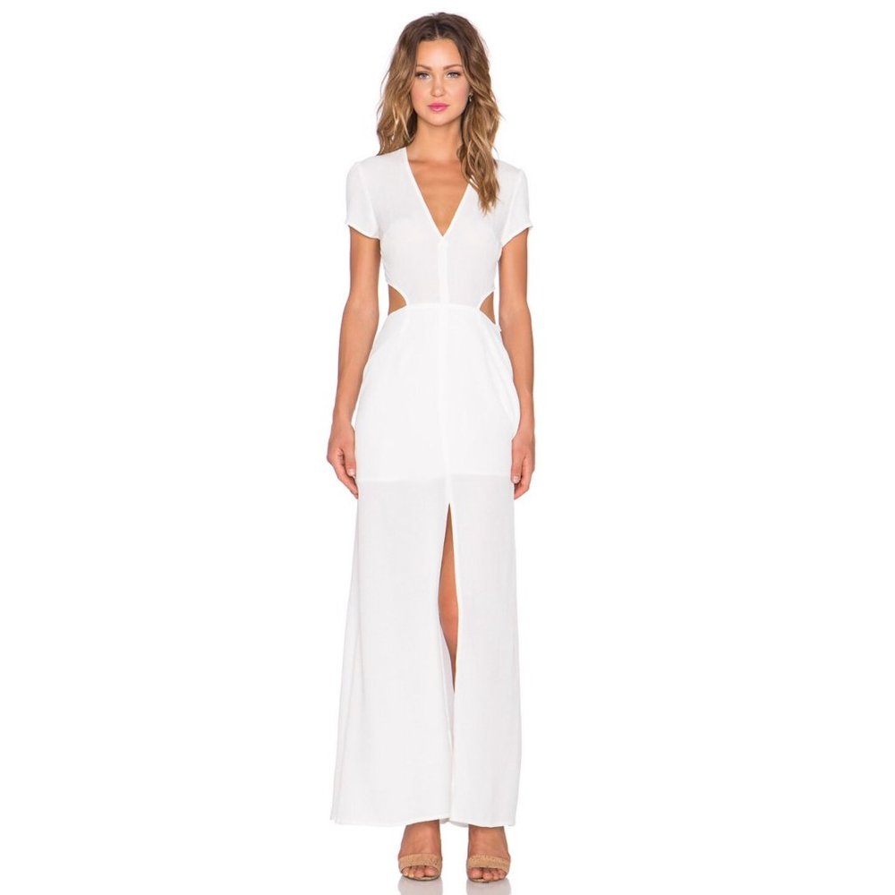 Lovers and Friends Harper Dress White Maxi Front Slit Lace Size Small Sz S New - Picture 14 of 14